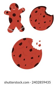 Various shapes of delicious cookies chocolate 