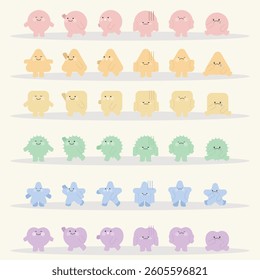 Various shapes with facial expressions and limbs