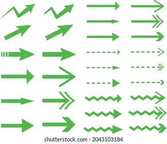 Various shapes of green arrow sets