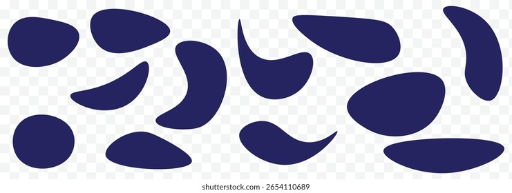 Various shapes of irregular blobs. Organic shape round form set. Liquid organic blob curve background abstract shape frame.  Irregular round blot form graphic element graphic flat style design fluid 