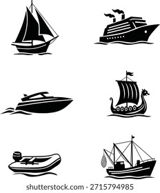 Varias Formas y modelos de siluetas de barcos