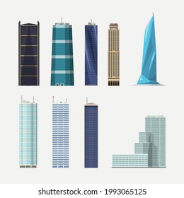 various shapes modern sky scrappers in set