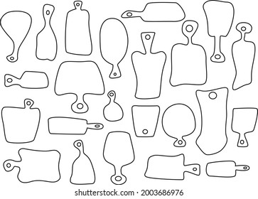 various shapes outlined cutting serving boards set , vector illustration repeatable texture