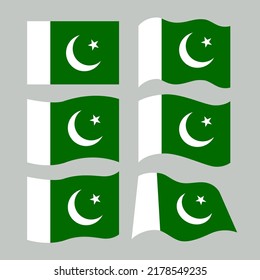 various shapes of pakistan flag symbols vector