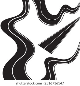 Various shapes of paths, vector road illustration, street vector paths.