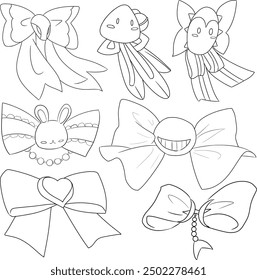 Various shapes of ribbons with knick-knacks