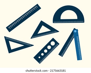 Various Shapes Rulers Triangle Shape Half Stock Vector (Royalty Free ...