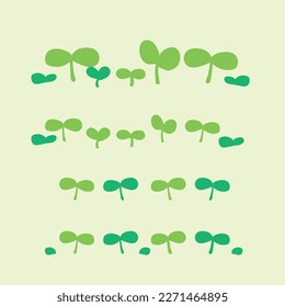 Various shapes of sprout illustrations blooming in spring
