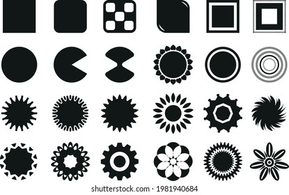 Various shapes of stickers, decorations and patches. 