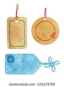 Various shapes tag set 3. Grunge/Aged looking tags. EPS 10 with various transparency modes. 