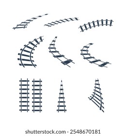 Various Shapes of Train Tracks in Vector Illustration