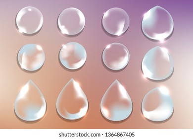 Various shapes of water drops vector