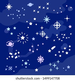 Verschiedene leuchtende Sterne am Himmel