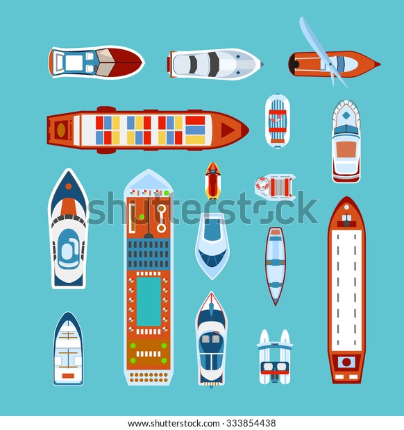 Various Ships Boats Types On Water Stock Vector Royalty Free
