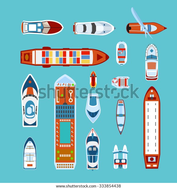 Various Ships Boats Types On Water Stock Vector Royalty Free Shutterstock