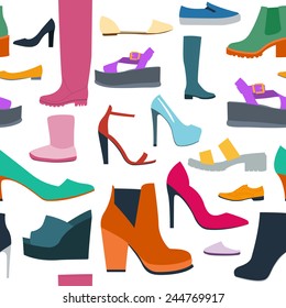 various shoes seamless pattern