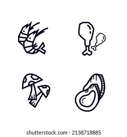 various shrimp and meat icons