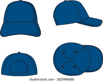 Various side caps hat templates for use in design