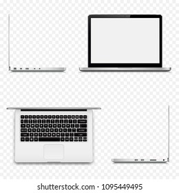 Various sides of laptop, isolated on transparent background