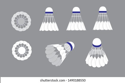 Various Sides Shuttlecock Badminton Vector Illustration