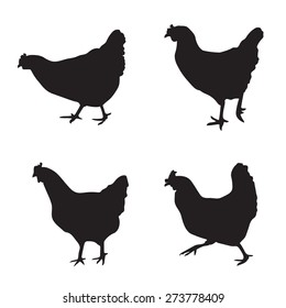 various silhouettes of chickens