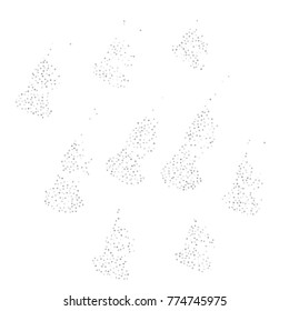 Various silver confetti background of random scatter silvery geometric figures isolated on white.