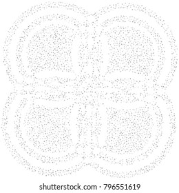 Various silver confetti background of random scatter silvery geometric figures isolated on white.