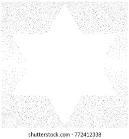 Various silver confetti frame or border of random scatter silvery geometric figures isolated on white.