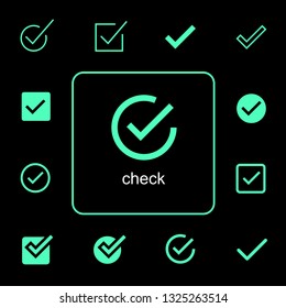 Various simple check mark icons, vector icons