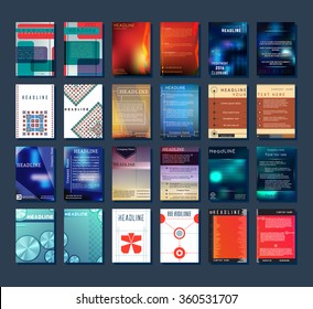 Various simple design covers brochure or flyer template. Set of flyer brochure templates. Cover brochures layout. Vector illustration.