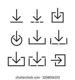 Various simple download icon isolated from the background. Download files icons vector set for web site or application.