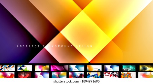 Colección mínima de fondos variada. Plantillas de diseño abstracto de moda para presentación de negocios o tecnología, portada de afiches o folletos web, fondo de pantalla