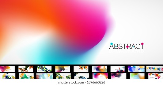 Various simple minimal backgrounds collection. Trendy abstract layout templates for business or technology presentation, internet poster or web brochure cover, wallpaper