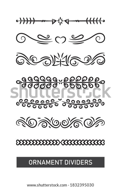 Various simple ornament dividers frame\
collection on white\
background.