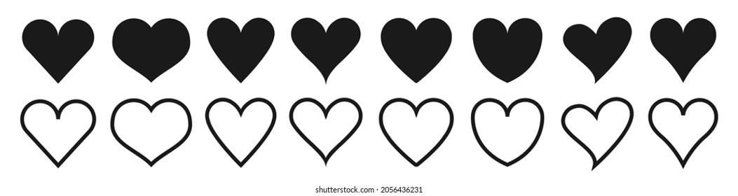 Various simple red vector heart love icon