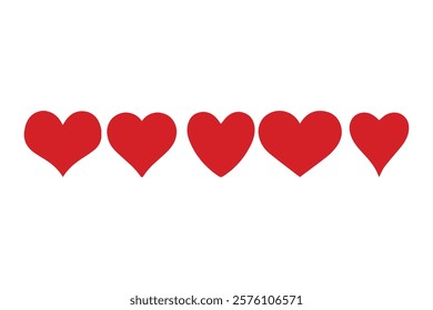 Various simple red vector heart love icon