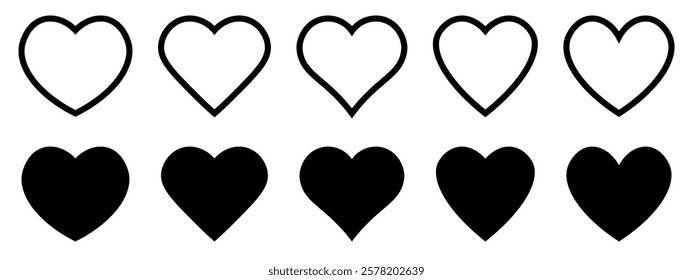 Various simple red vector heart love icon