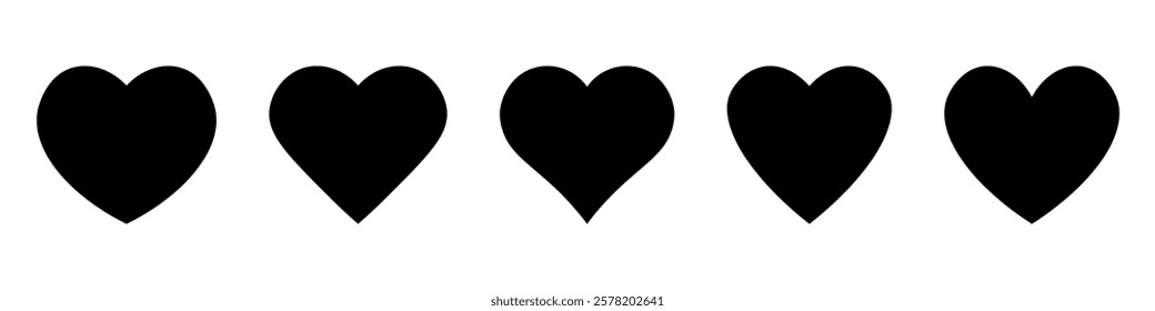 Various simple red vector heart love icon