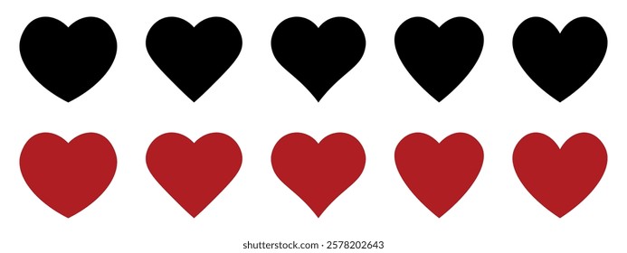 Various simple red vector heart love icon