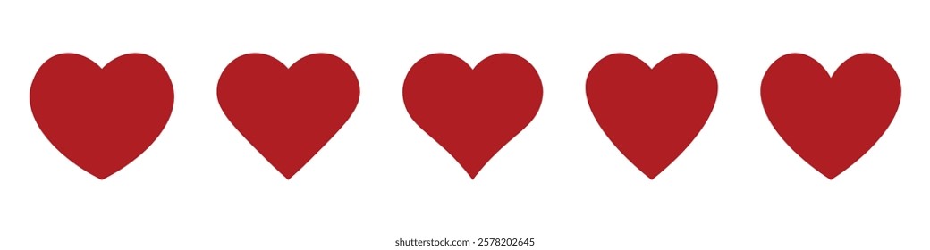 Various simple red vector heart love icon