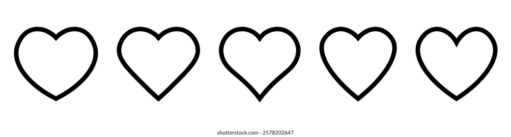 Various simple red vector heart love icon