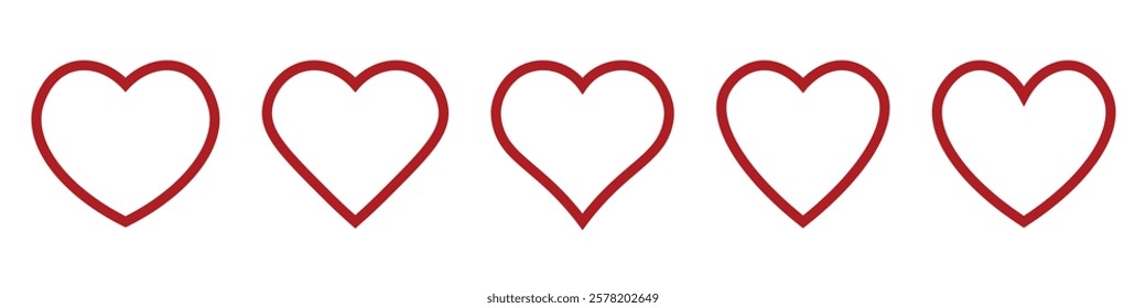 Various simple red vector heart love icon