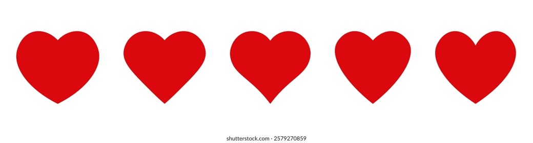 Various simple red vector heart love icon