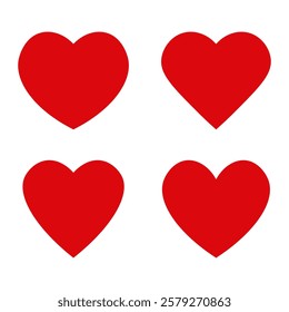 Various simple red vector heart love icon