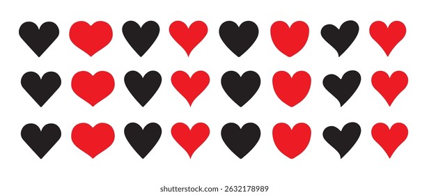 Various simple red vector heart love icon. Set of heart symbols. Linear concept design in vector graphic. Outline web icon buttons. Love sign in flat style. vector eps 10