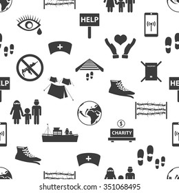 various simple refugees theme icons seamless pattern eps10