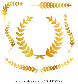 various simple shape golden laurel wreath vector icon, for your title border