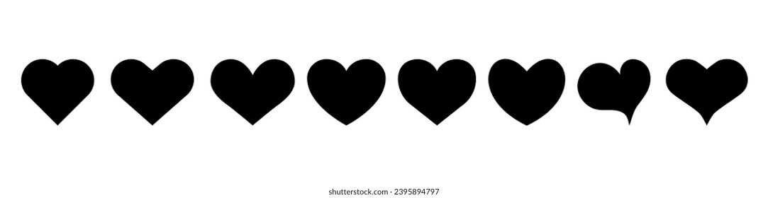 Various simple vector heart love icon set isolated on background