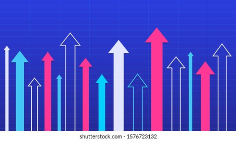Various size of arrows going up. Vector illustration.