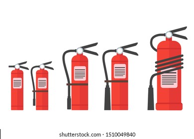 Various size of Fire extinguisher vector icon logo illustration design. A safe and rescue tools element.  Can be used for web and mobile development. Suitable for infographic